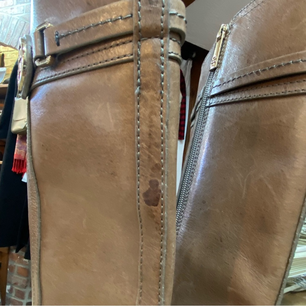 TORY BURCH Teresa Riding Boots Brown Leather Sz 9.5 - Picture 9 of 14